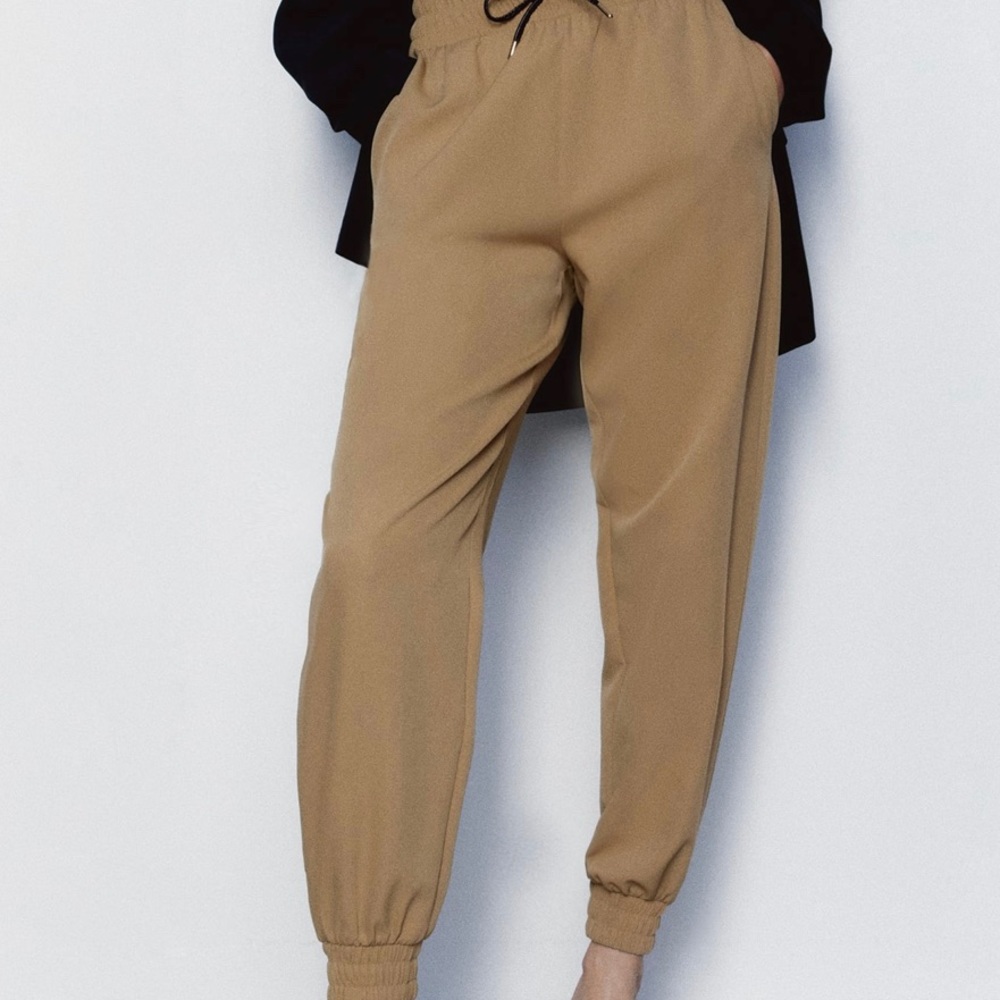 Tan Zara Jogger Trousers